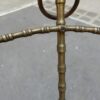 1880 'Pedestal Tripod Decor Bamboo Brass with Green Marble Veined