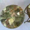1970′ Pair of Gilt Bronze Stands LXV Style Onyx Marquetry Trays H 46, Ø 37 cm - Image 3