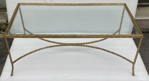 1970′ Bronze Coffee Table Palm Tree Model, Maison Charles, Double Arc Spacer 105 x 55 x H 42 cm Unsigned