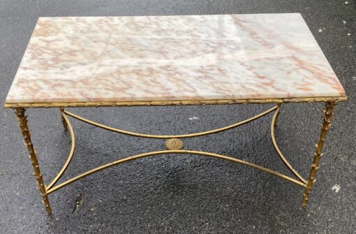 1950/70′ Gilt Bronze Coffee Table, Marble Or Onyx Top Maison Bagués Palm Tree Model 50 X 96 X H 51 cm - Image 16