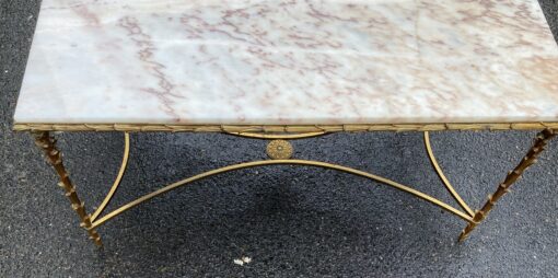 1950/70′ Gilt Bronze Coffee Table, Marble Or Onyx Top Maison Bagués Palm Tree Model 50 X 96 X H 51 cm - Image 13