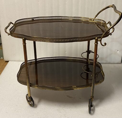 1950/70 Crossbow Shape Rolling Trolley Maison Jansen In Mahogany And Gilt Bronze - Image 16