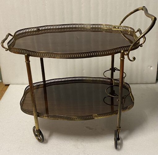 1950/70 Crossbow Shape Rolling Trolley Maison Jansen In Mahogany And Gilt Bronze - Image 15