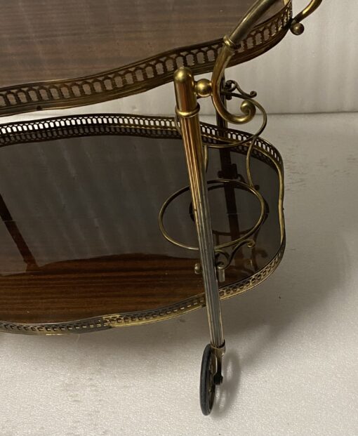 1950/70 Crossbow Shape Rolling Trolley Maison Jansen In Mahogany And Gilt Bronze - Image 14