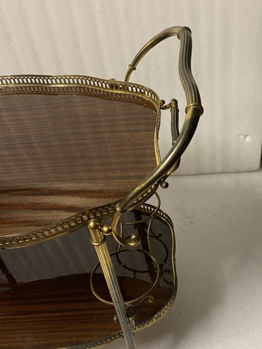 1950/70 Crossbow Shape Rolling Trolley Maison Jansen In Mahogany And Gilt Bronze - Image 13