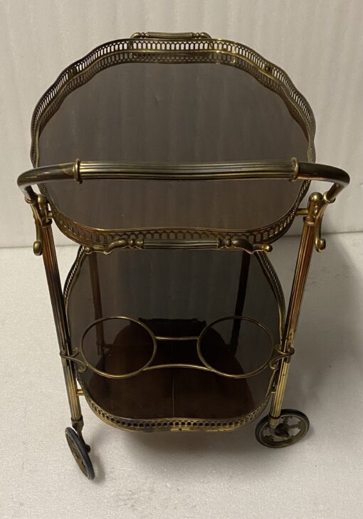 1950/70 Crossbow Shape Rolling Trolley Maison Jansen In Mahogany And Gilt Bronze - Image 10