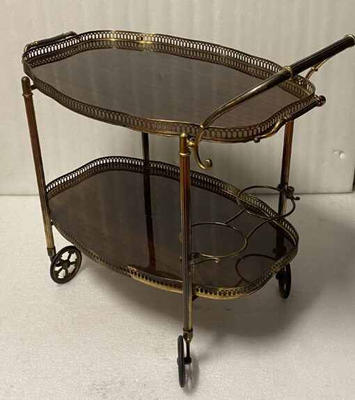 1950/70 Crossbow Shape Rolling Trolley Maison Jansen In Mahogany And Gilt Bronze - Image 9