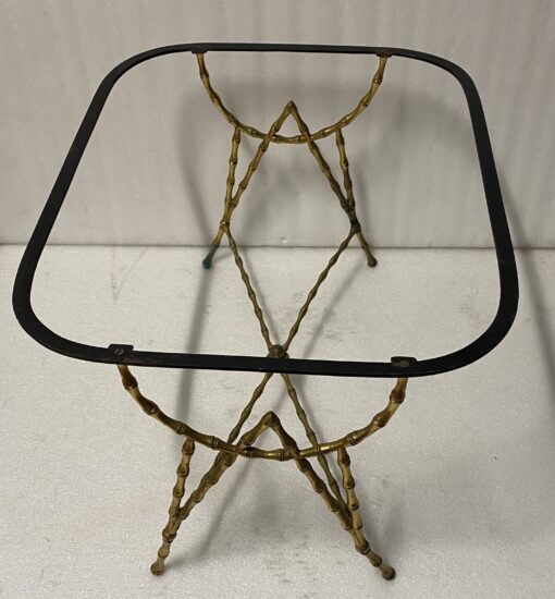 1950' Coffee Table Painted Iron Tray Maison Bagués in Bronze Bamboo Decor - Image 16