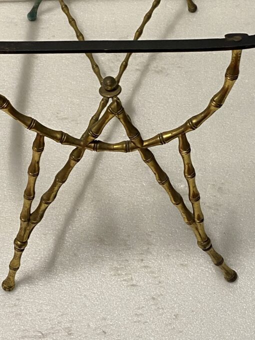 1950' Coffee Table Painted Iron Tray Maison Bagués in Bronze Bamboo Decor - Image 13