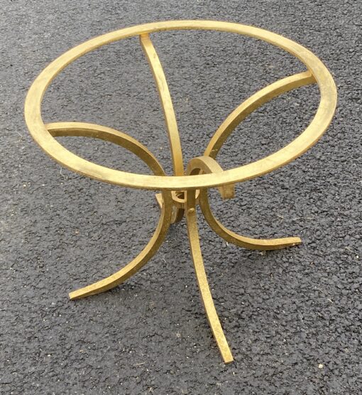 1960' Gold-Gilded Wrought Iron Coffee Table By Roger Thibier Ø 70 H 51 cm - Image 13