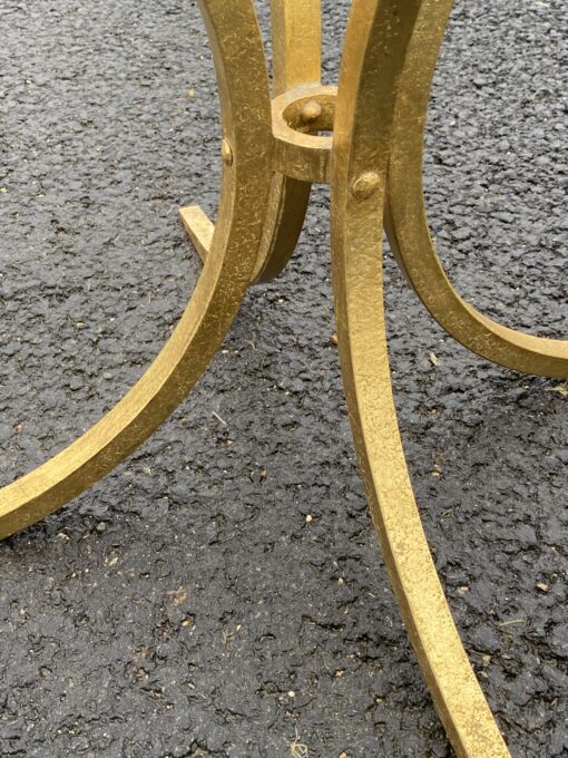 1960' Gold-Gilded Wrought Iron Coffee Table By Roger Thibier Ø 70 H 51 cm - Image 11