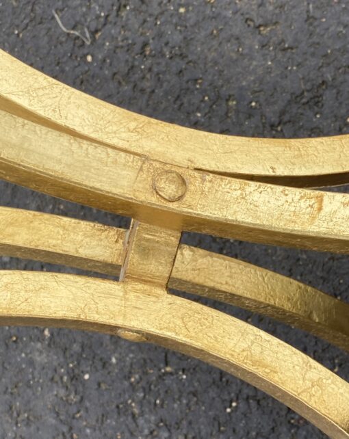 1960' Gold-Gilded Wrought Iron Coffee Table By Roger Thibier Ø 70 H 51 cm - Image 8