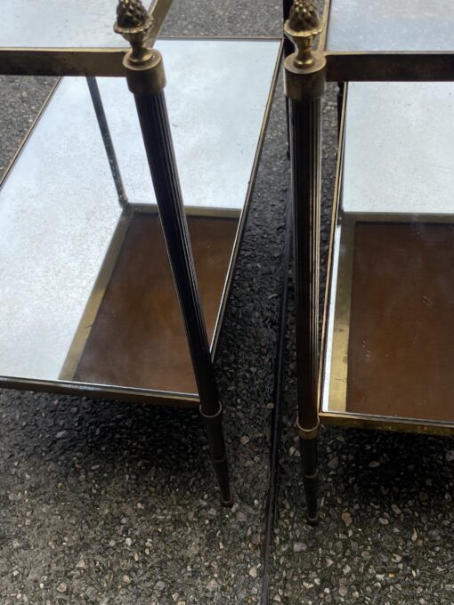 1970′ Pair of Square Side Tables Maison Baguès Mirror Trays Oxidized Aged Silver 34 X 64 X H 59 cm - Image 4